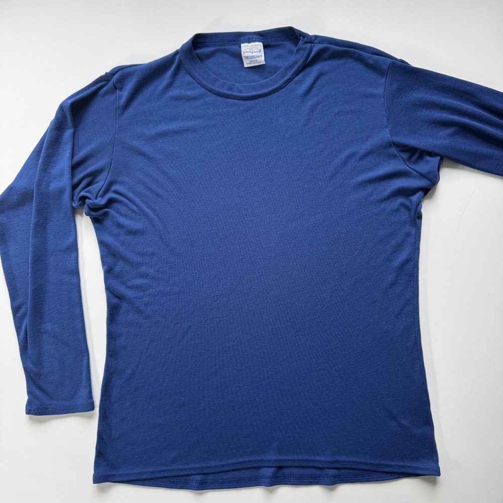 Vintage PATAGONIA Long Sleeve Capilene Shirt Medium Blue‎ Made in the USA VTG